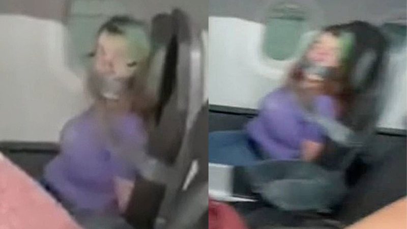 Mulher é amarrada com fita adesiva em poltrona de avião após morder comissário