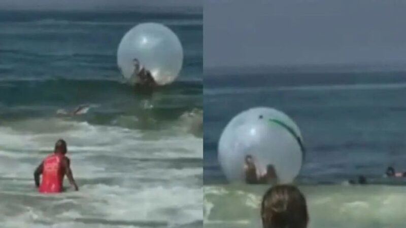 Casal é resgatado de bolha inflável que estava à deriva no mar de Copacabana
