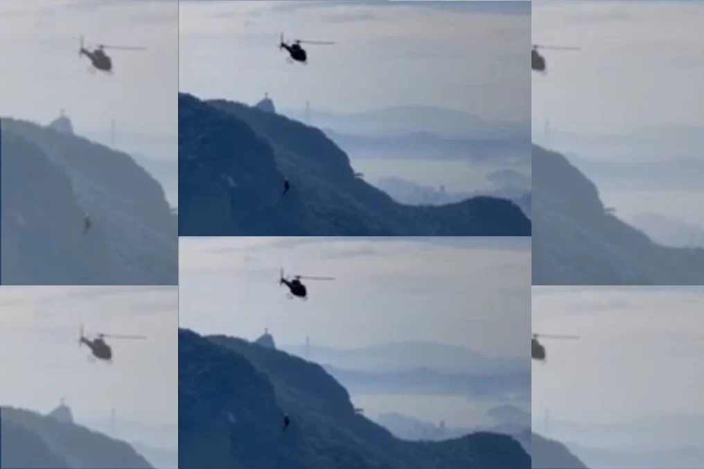 Esportista precisa ser resgatado por helicóptero após ficar preso na Pedra da Gávea